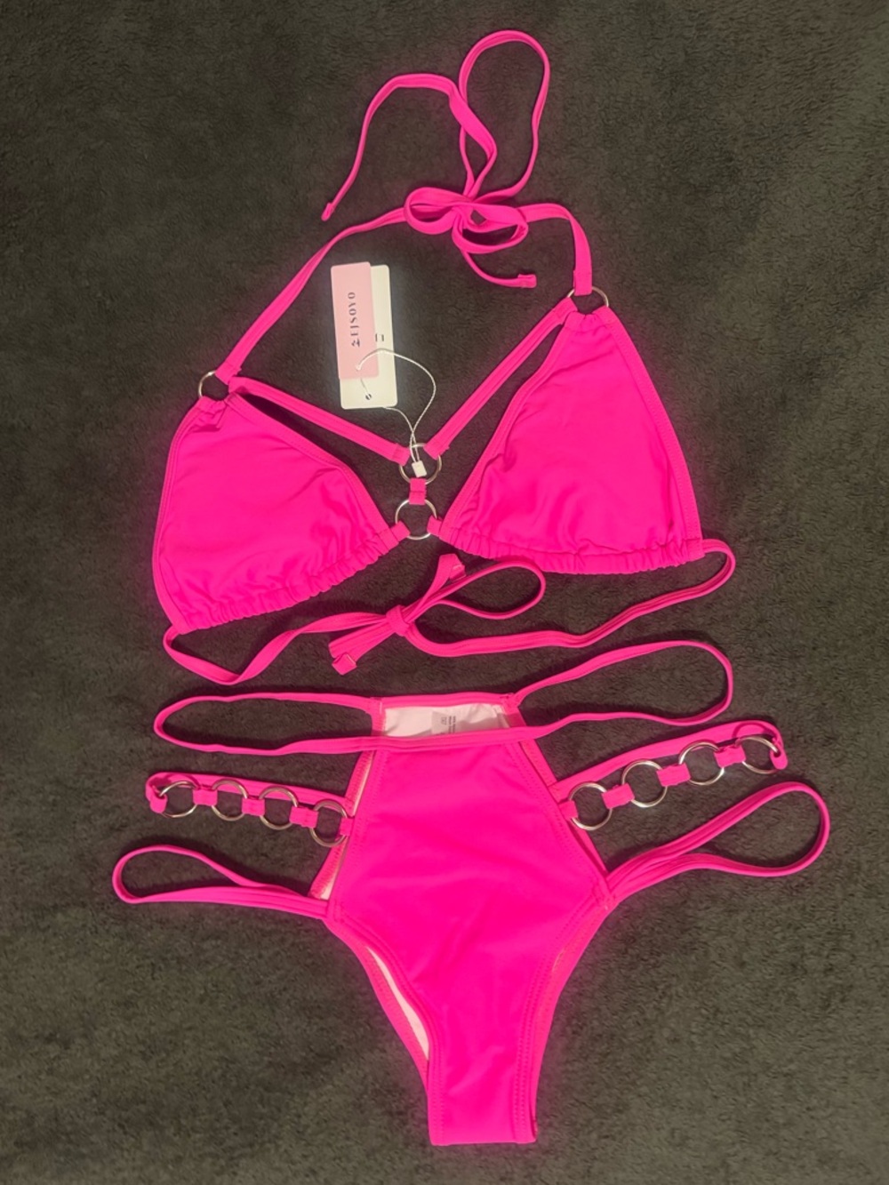 Hot Pink Strappy Bikini